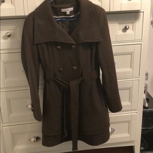 Khaki Wool coat with belt